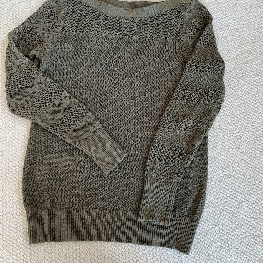 LOFT Olive Knit Crew Neck Sweater